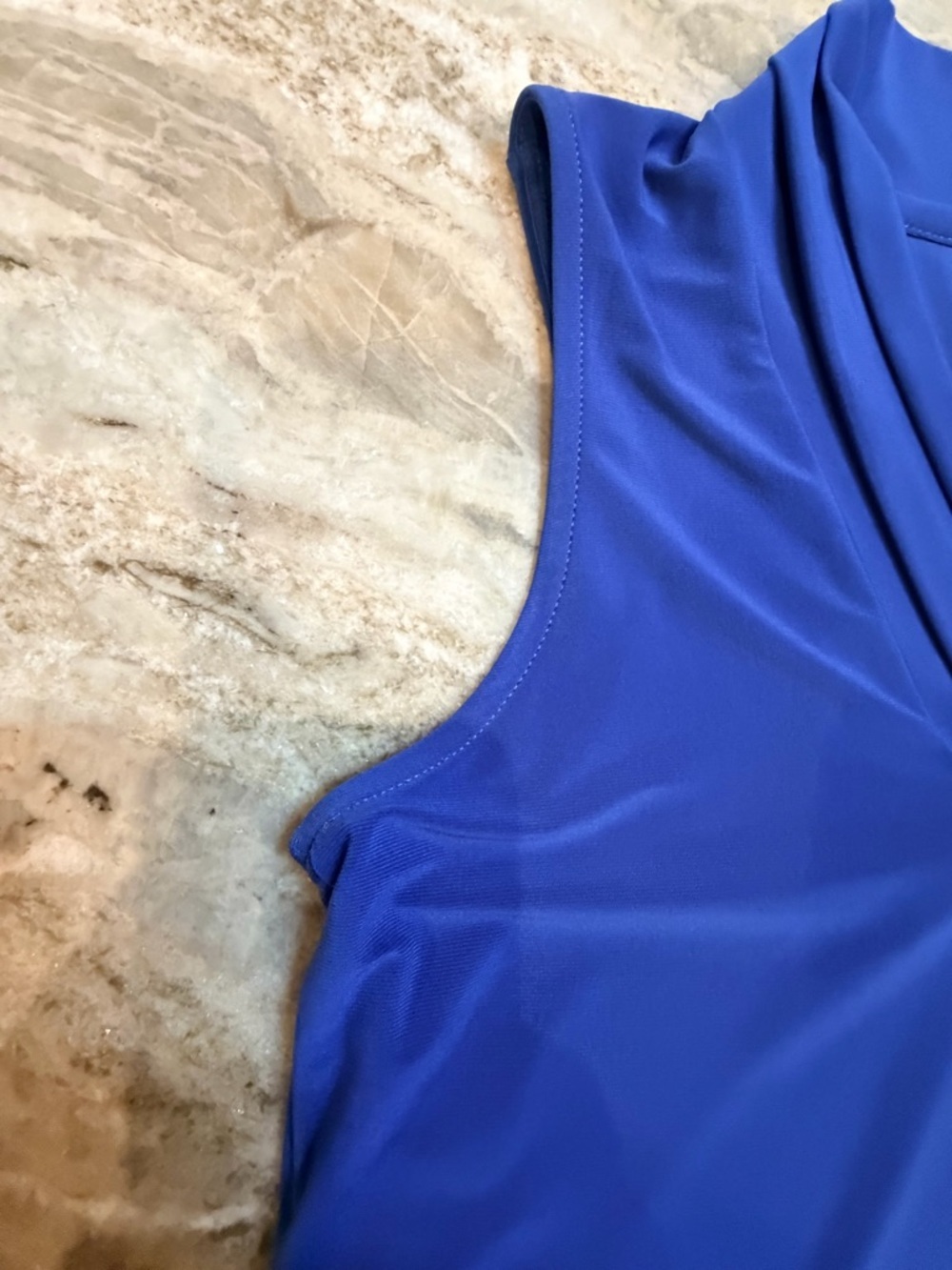 Anne Klein Blue Sleeveless Blouse Small V Neck Work Office Top Career Shell - Picture 3 of 8